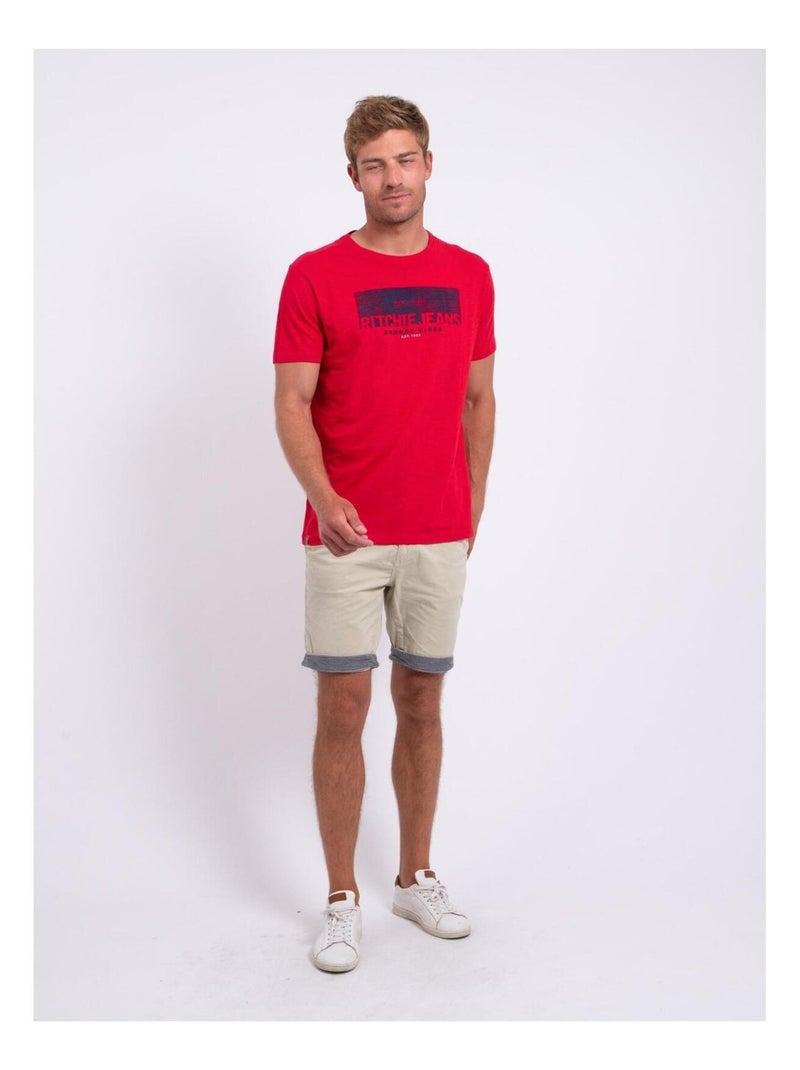 NOTELOX T-shirt met korte mouwen, ronde hals en gemaakt van puur katoen Rood - Kiabi