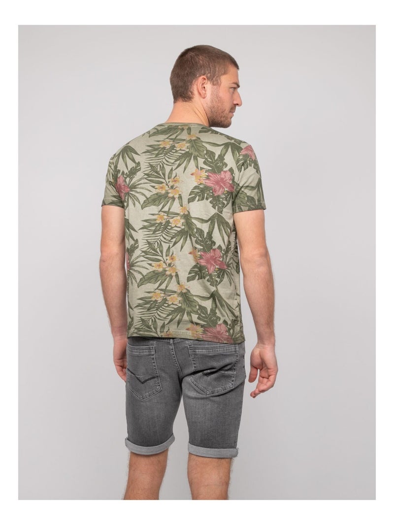 Noubomel katoenen t-shirt met patroon Kaki - Kiabi