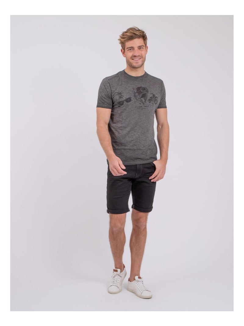 NOUMARTY T-shirt met korte mouwen, ronde hals en gemaakt van puur katoen Grijs - Kiabi