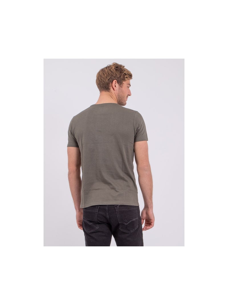 NOUMICK T-shirt met korte mouwen, ronde hals en gemaakt van puur katoen Kaki - Kiabi
