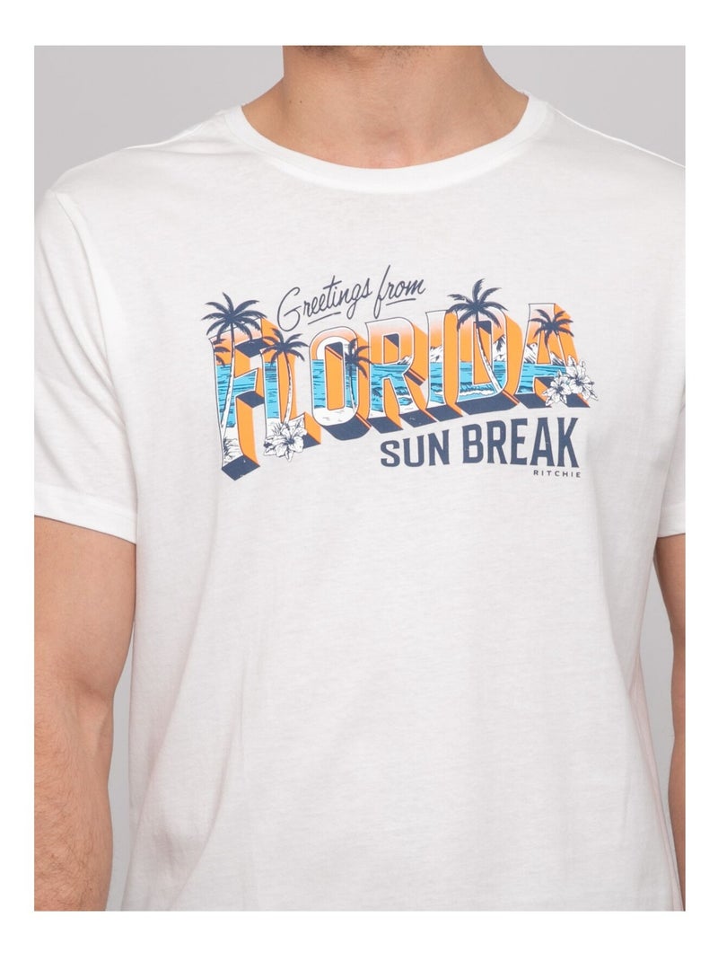 Nourito katoenen t-shirt met patroon Ecru - Kiabi