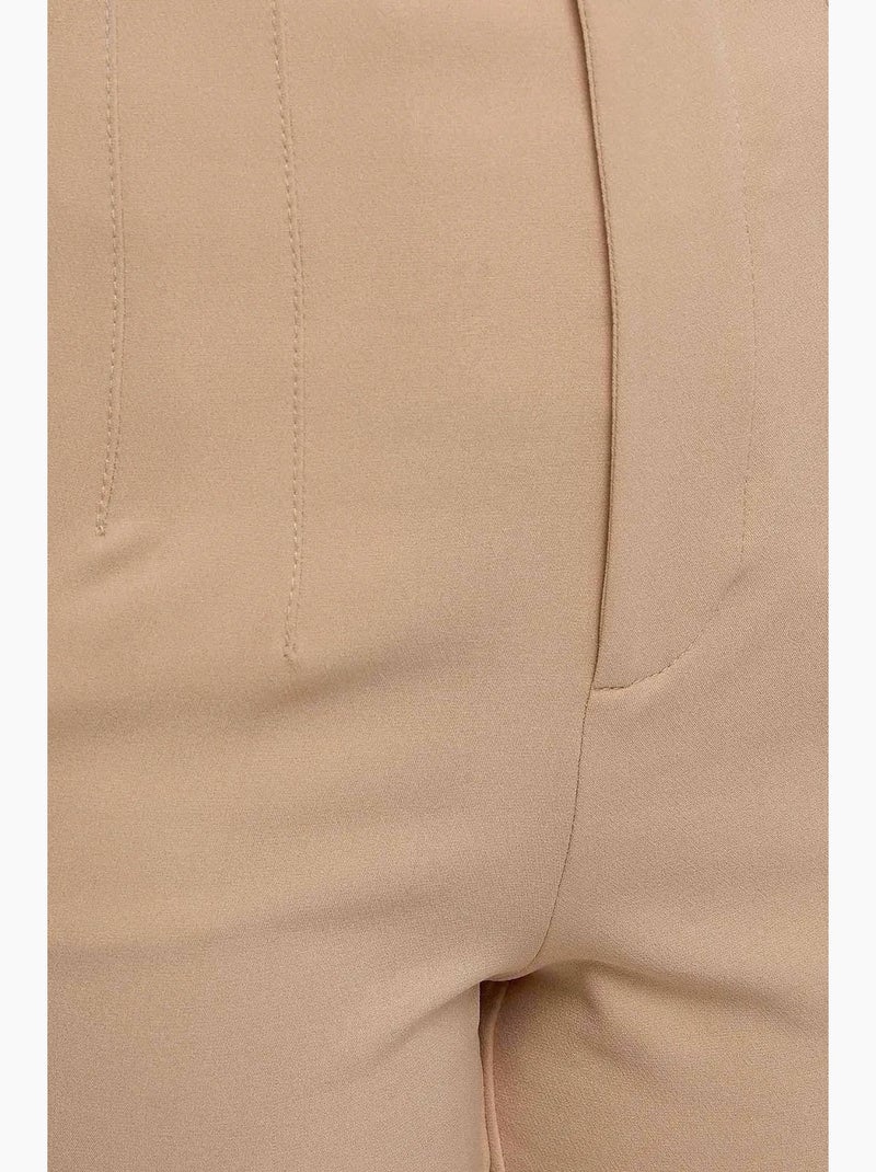 Nude aansluitende high-waisted broek hiccup Natuurlijk beige - Kiabi