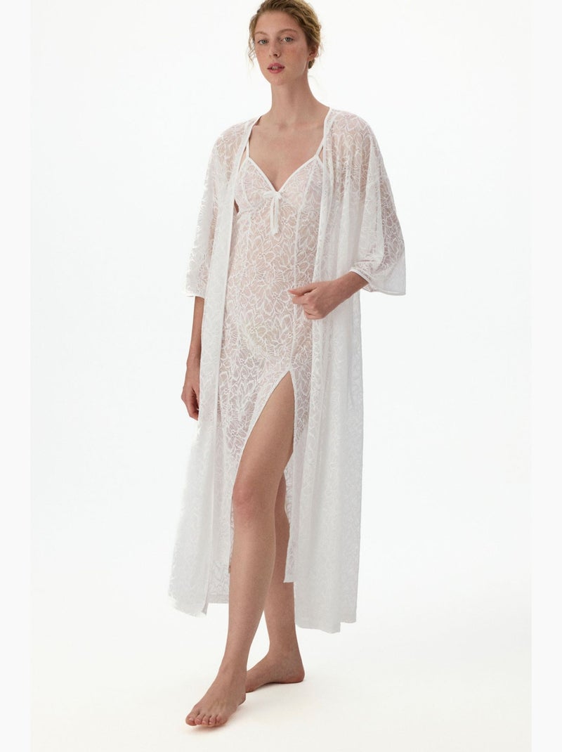 Nuisette bridal delicate en dentelle penti Blanc - Kiabi