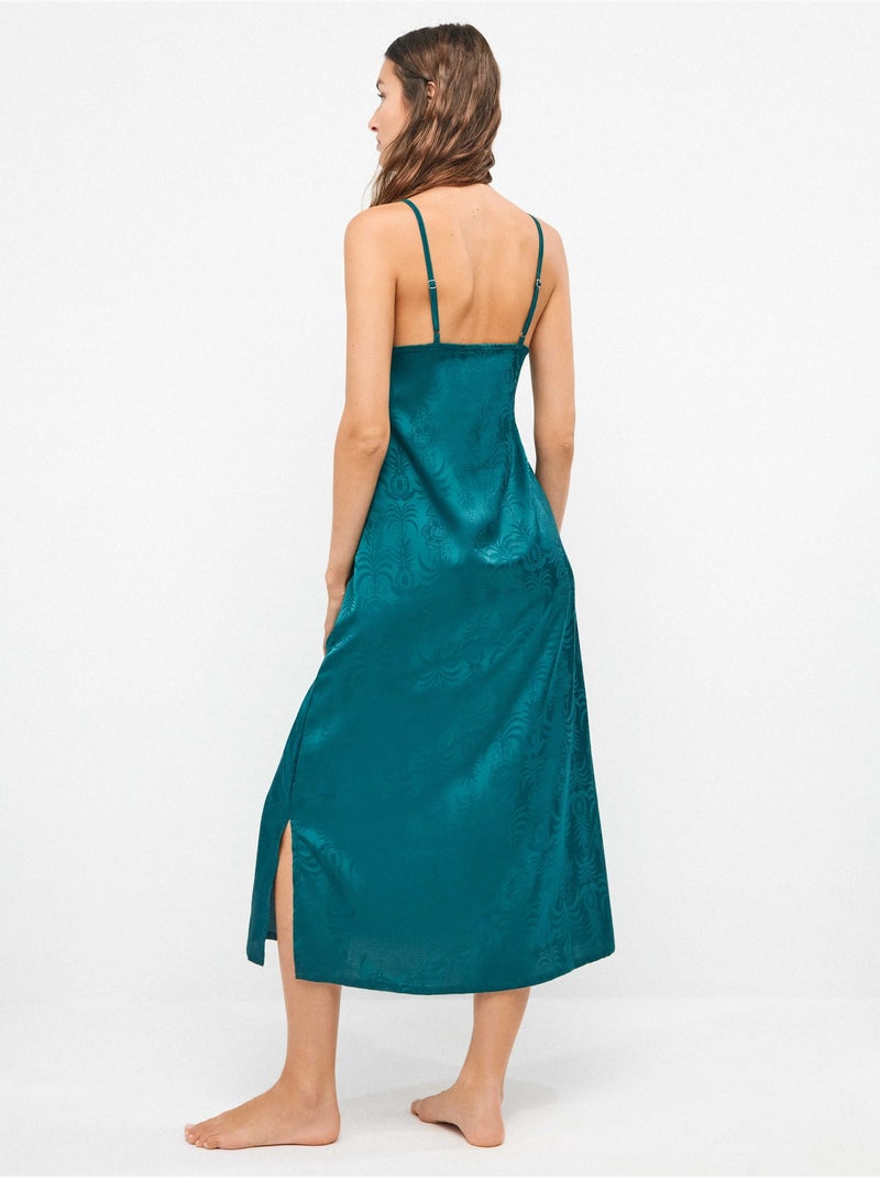 Nuisette couleur vert bouteille en jacquard de satin Bleu Vert - Kiabi
