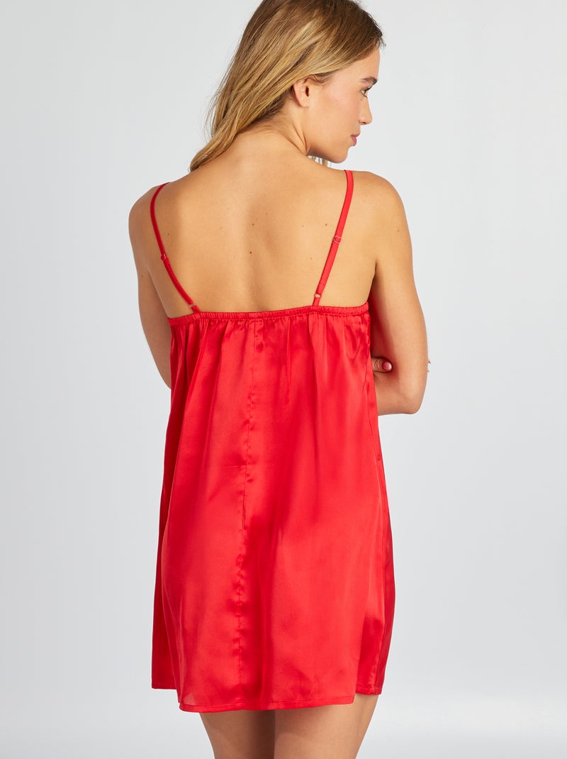 Nuisette satinée avec dentelle Rouge - Kiabi