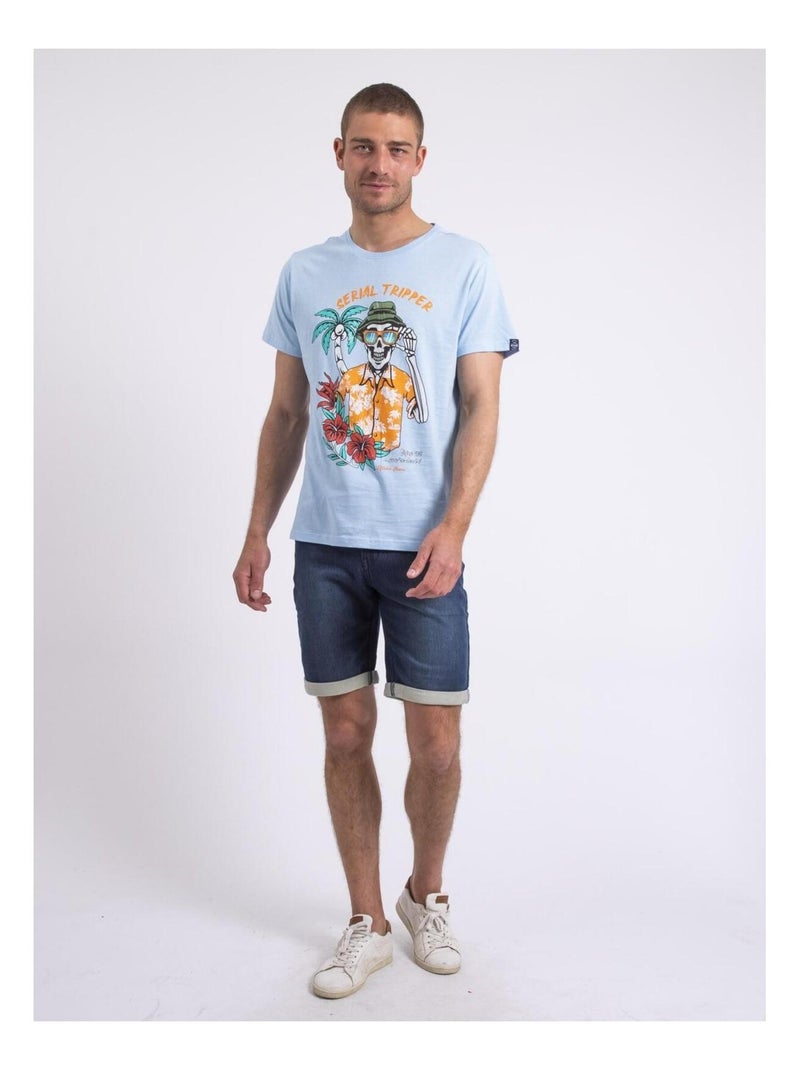 Nulrik t-shirt met ronde hals Hemelsblauw - Kiabi