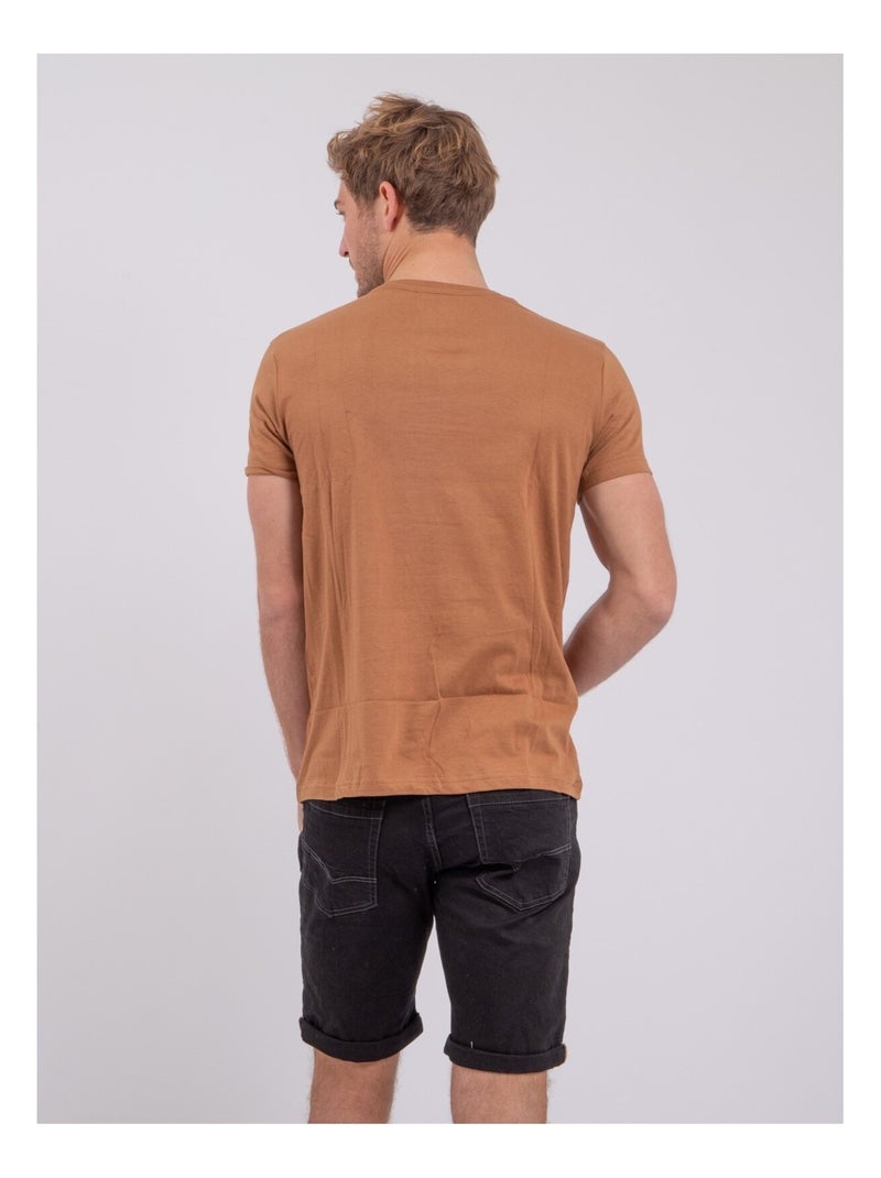 NUMATIS T-shirt met korte mouwen, ronde hals en gemaakt van puur katoen. Bruin - Kiabi