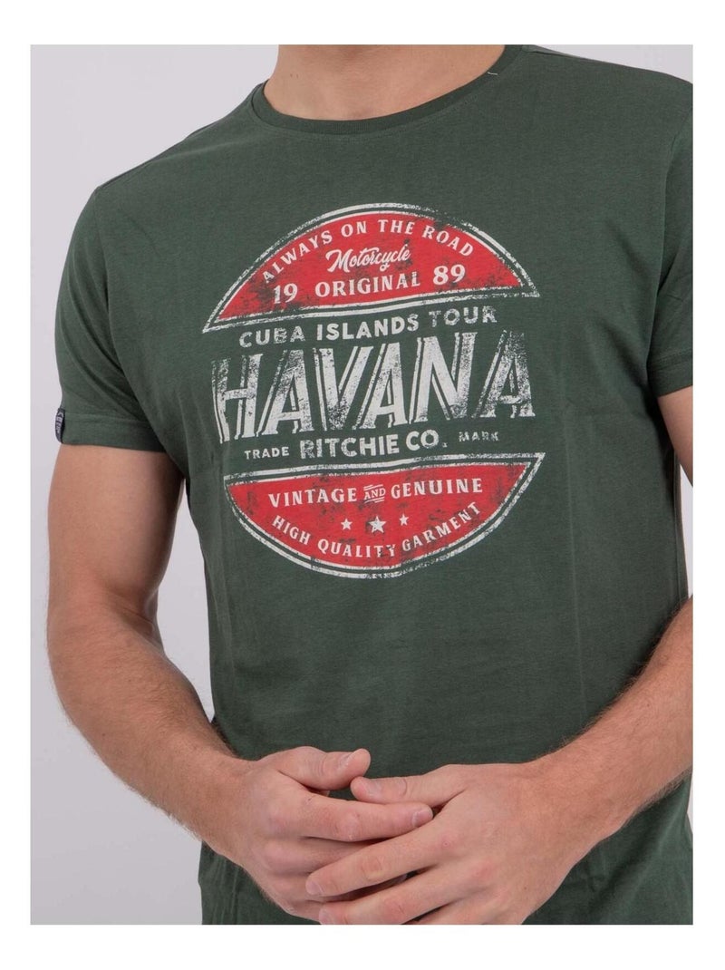 NUMATIS T-shirt met korte mouwen, ronde hals en gemaakt van puur katoen. Groen - Kiabi