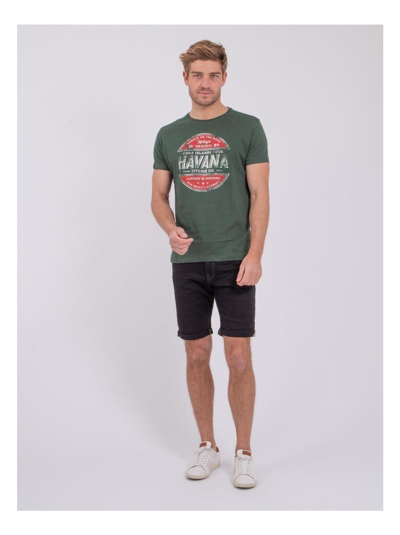 NUMATIS T-shirt met korte mouwen, ronde hals en gemaakt van puur katoen. Groen - Kiabi