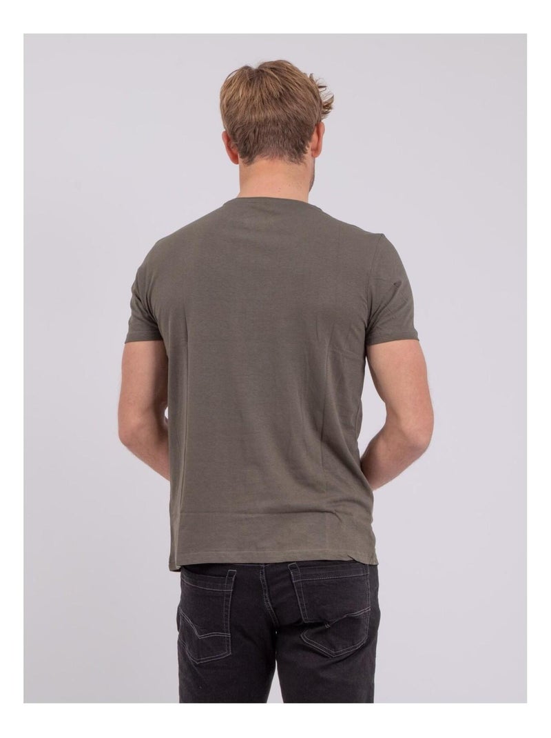 NUMILAN T-shirt met korte mouwen, ronde hals en gemaakt van puur katoen Kaki - Kiabi