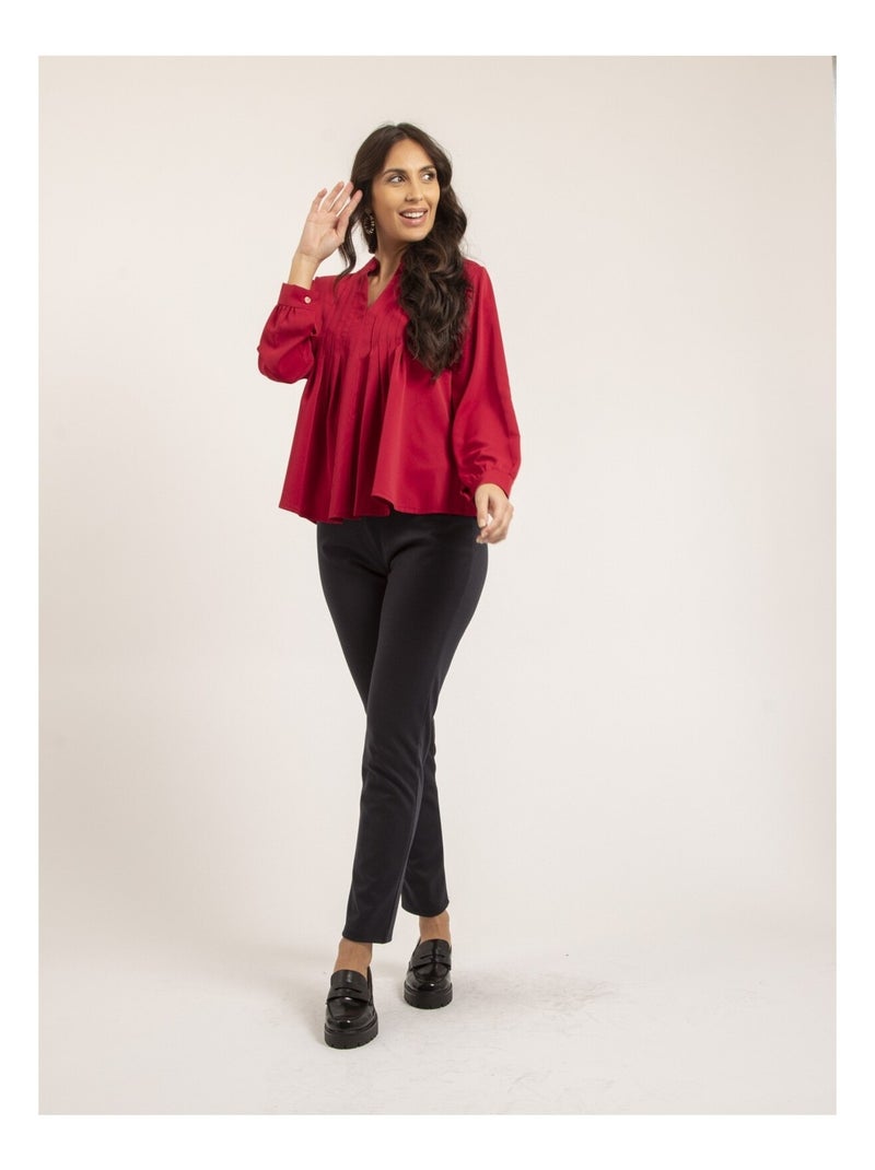 OANA geplooide blouse Rood - Kiabi