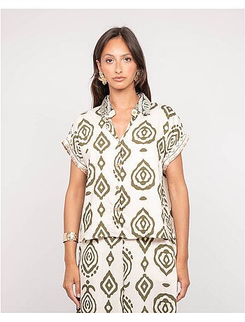 Ofelia shirt met patroon en korte mouwen