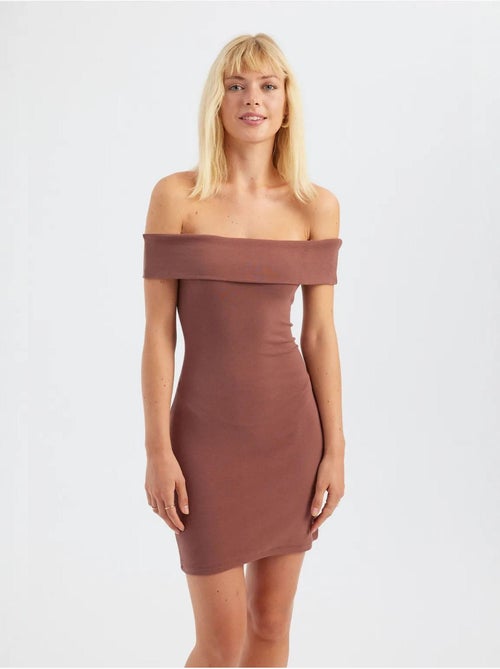 Off shoulder mini bodycon jurk hiccup - Kiabi Off shoulder mini bodycon jurk hiccup - Kiabi