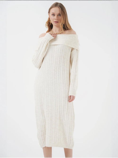 Off-shoulder oversized gebreide jurk bdart - Kiabi Off-shoulder oversized gebreide jurk bdart - Kiabi