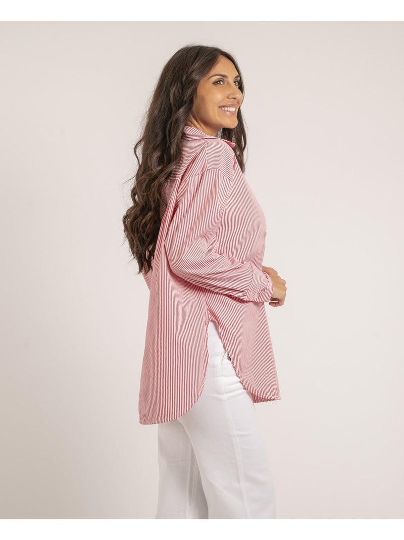 Olaure lange gestreepte blouse Rood - Kiabi