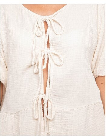 OLERVIE katoenen gaasblouse met knoopdetails