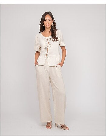 OLERVIE katoenen gaasblouse met knoopdetails