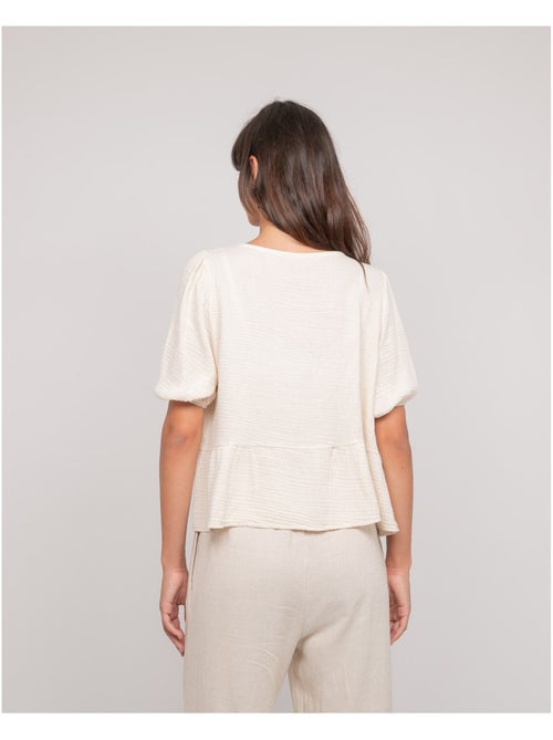 OLERVIE katoenen gaasblouse met knoopdetails - Kiabi