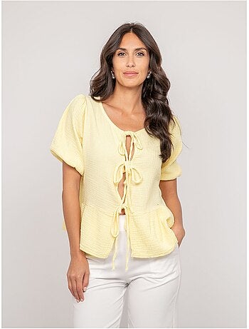 Olervie katoenen gaasblouse met knoopdetails