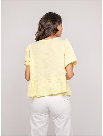 Olervie katoenen gaasblouse met knoopdetails