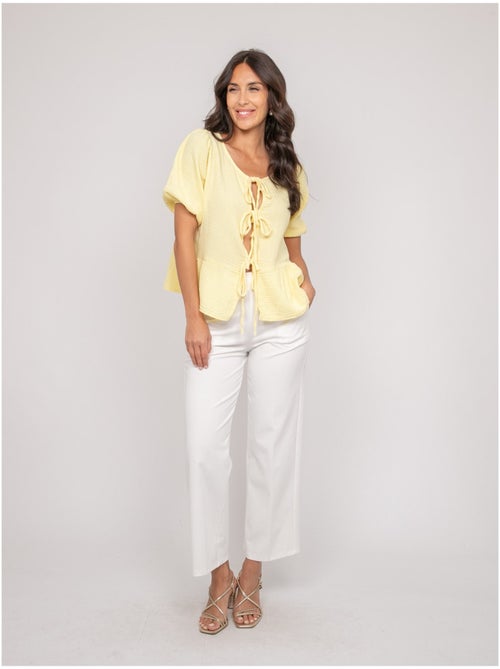 OLERVIE katoenen gaasblouse met knoopdetails - Kiabi