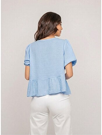 OLERVIE katoenen gaasblouse met knoopdetails