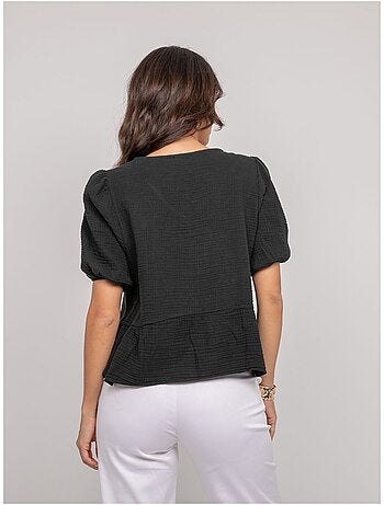 Olervie katoenen gaasblouse met knoopdetails