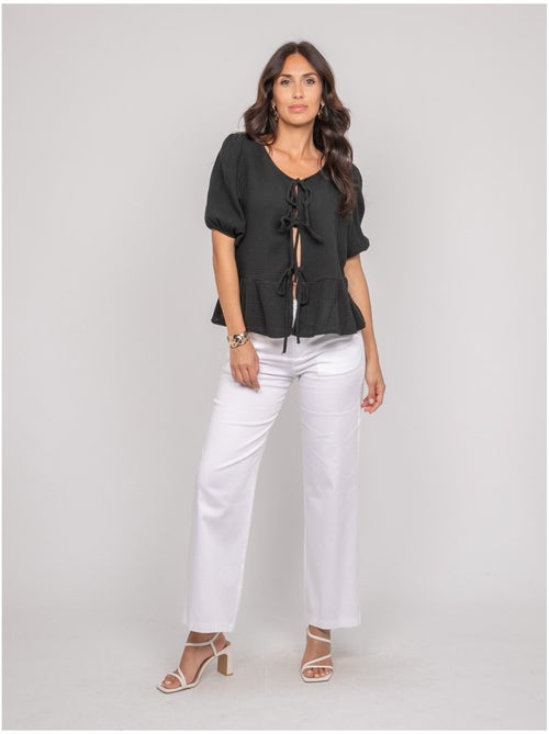 OLERVIE katoenen gaasblouse met knoopdetails - Kiabi