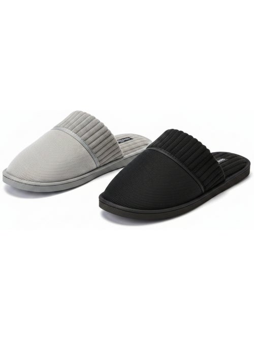 OLIVER GRANT PARIS Pantoufles Mules Homme Côtelées Pack 2 Paires - Kiabi OLIVER GRANT PARIS Pantoufles Mules Homme Côtelées Pack 2 Paires - Kiabi