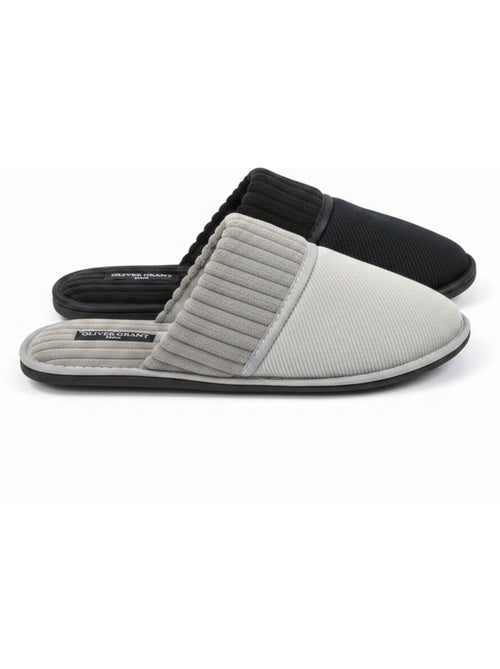 OLIVER GRANT PARIS Pantoufles Mules Homme Côtelées Pack 2 Paires - Kiabi OLIVER GRANT PARIS Pantoufles Mules Homme Côtelées Pack 2 Paires - Kiabi