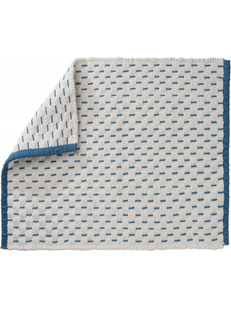 Omkeerbaar decoratief katoenen vloerkleed Petrolblauw - Kiabi