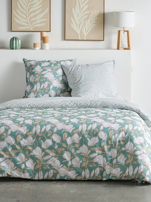 Omkeerbaar dekbedovertrek met bloemenprint - 2 personen - Kiabi