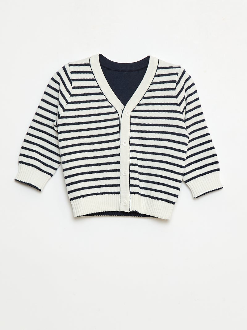 Omkeerbaar gebreid vest in matrozenstijl Blauw - Kiabi