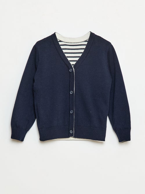 Omkeerbaar gebreid vest in matrozenstijl - Kiabi