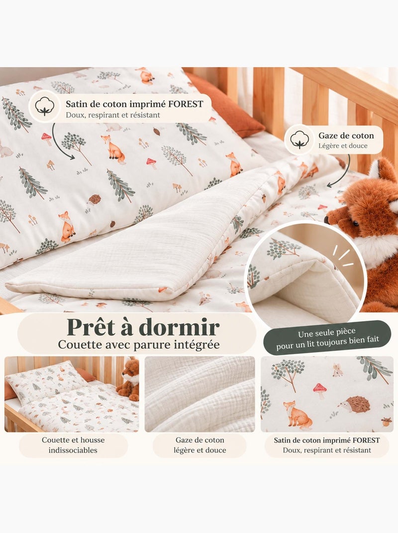 Omkeerbaar kinderdekbed en -kussen van katoenen mousseline | sevira kids Ecru - Kiabi