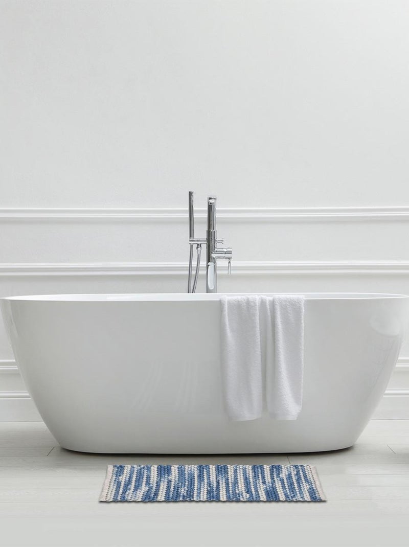 Omkeerbare badmat getuft polykatoen Oeko-Tex 50 x 80 cm blauw – Guy Levasseur Blauw - Kiabi