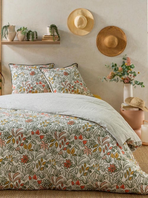 Omkeerbare beddengoedset met bloemen- en stippenpatroon voor 2 personen - Kiabi Omkeerbare beddengoedset met bloemen- en stippenpatroon voor 2 personen - Kiabi