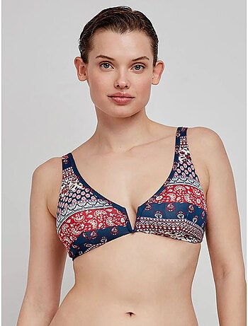 Omkeerbare bikini top zonder beugel met etnische print