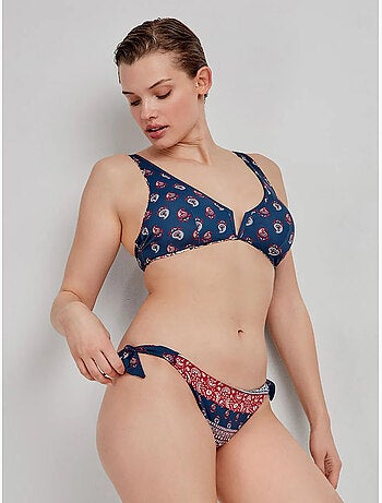 Omkeerbare bikini top zonder beugel met etnische print