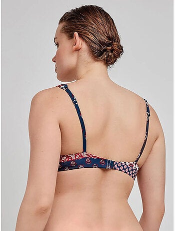 Omkeerbare bikini top zonder beugel met etnische print