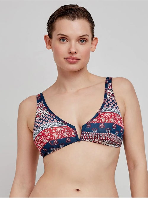 Omkeerbare bikini top zonder beugel met etnische print - Kiabi