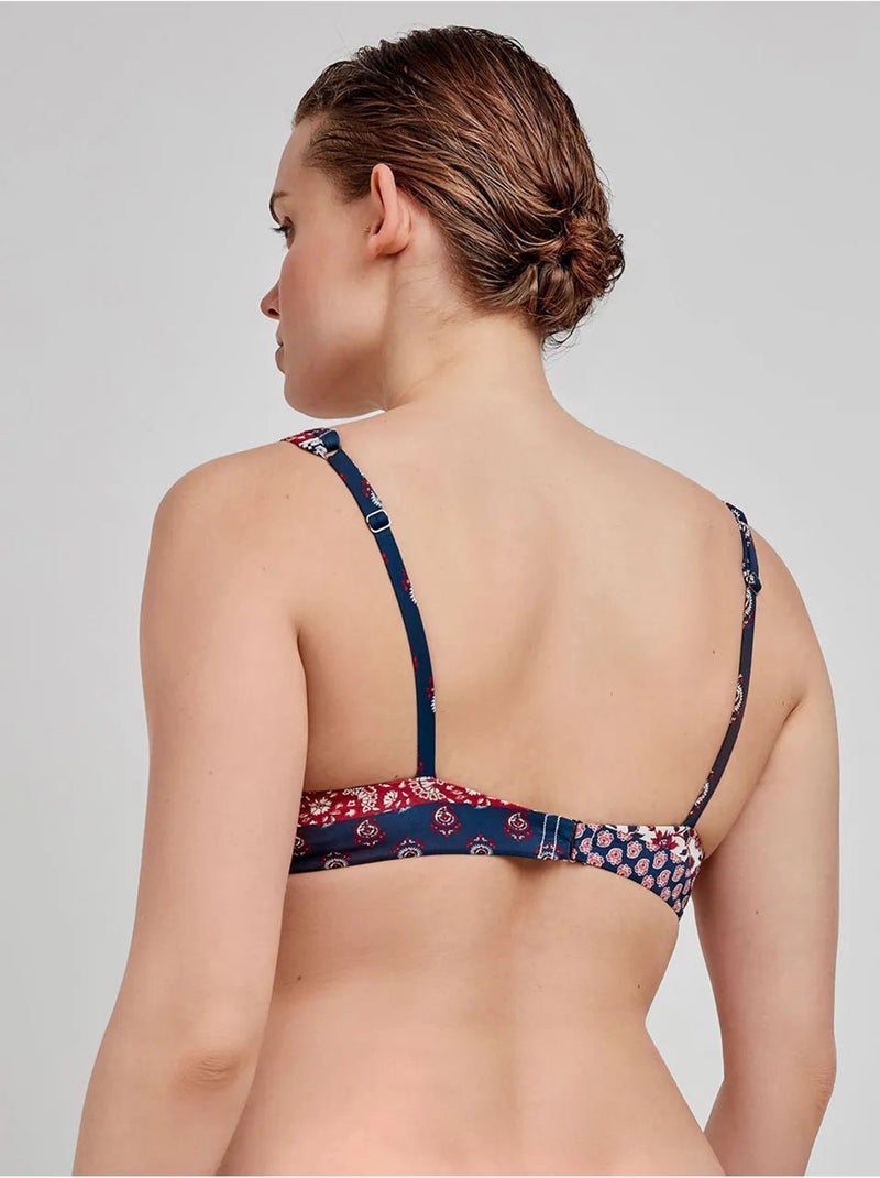Omkeerbare bikini top zonder beugel met etnische print Multicolor - Kiabi