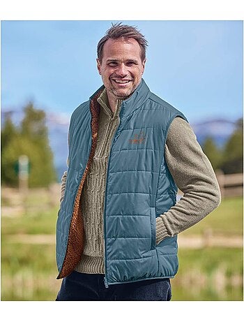 Omkeerbare bodywarmer van twee materialen - ATLAS FOR MEN