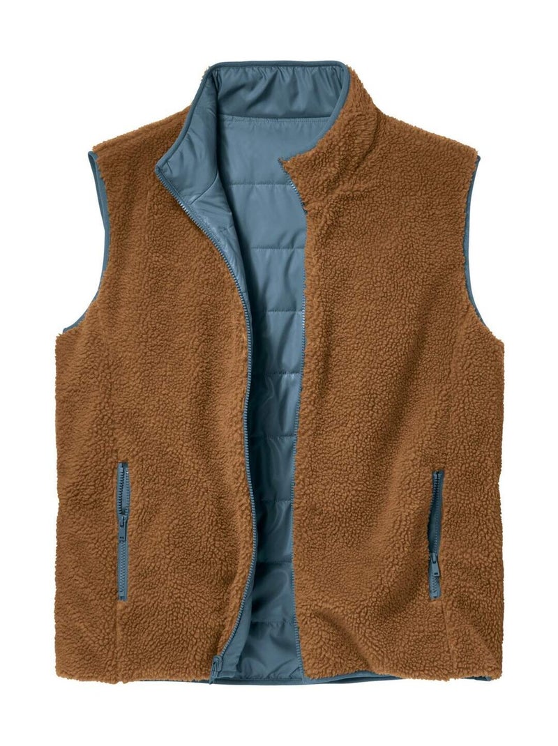 Omkeerbare bodywarmer van twee materialen - ATLAS FOR MEN Blauw - Kiabi