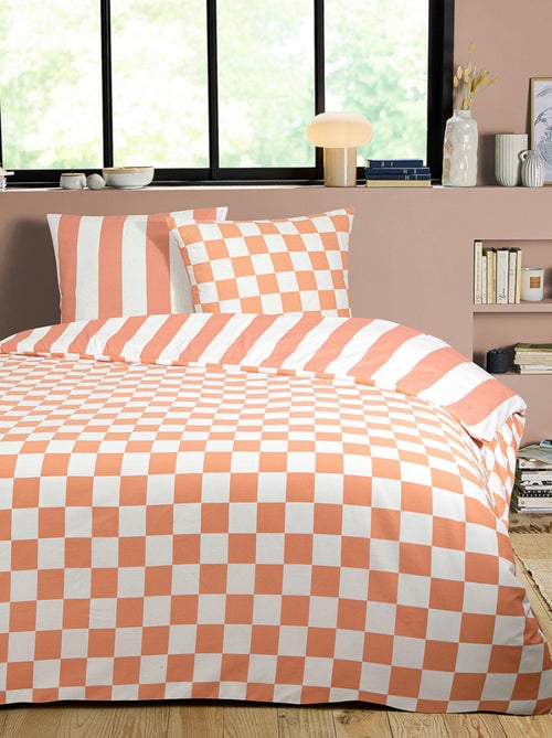 Omkeerbare dekbedovertrekset tweepersoons katoen rood – Future Home - Kiabi Omkeerbare dekbedovertrekset tweepersoons katoen rood – Future Home - Kiabi