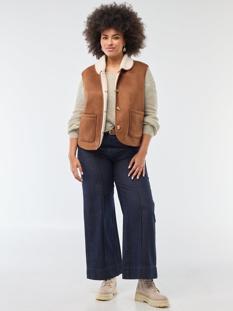 Omkeerbare korte bodywarmer Bruin - Kiabi