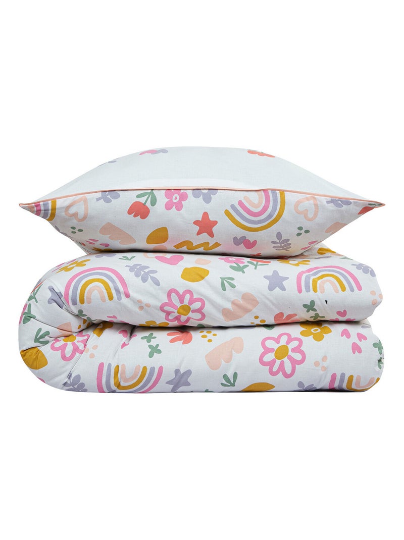 Omkeerbare regenboog kinderbeddenset Wit - Kiabi