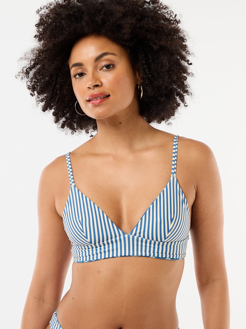 Omkeerbare triangelbikinitop met print Blauw - Kiabi