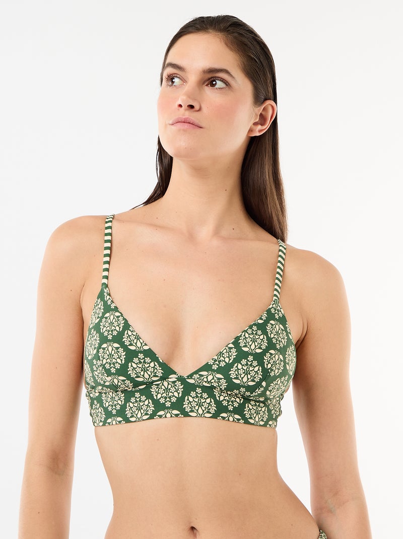 Omkeerbare triangelbikinitop met print Groen - Kiabi