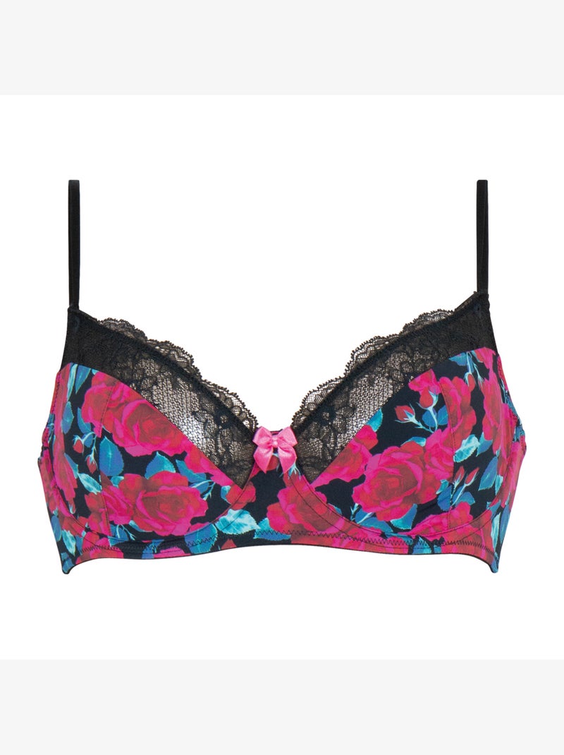 Omsluitende bh met beugels dames love mood cute passio Zwart/Groen/Rood - Kiabi